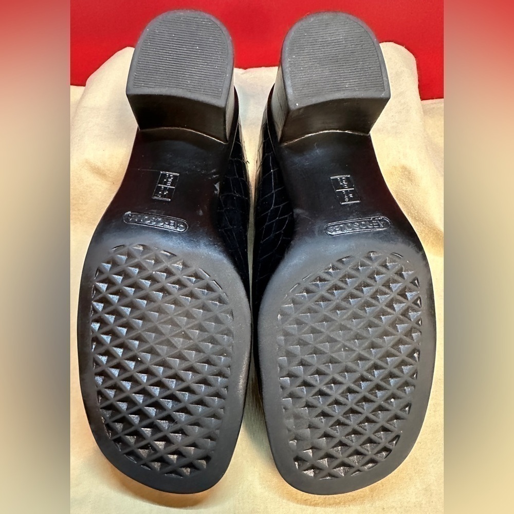 Aerosoles Mules Clogs Black Croc Embossed Patent Leather Women’s Size 7.5 - Picture 7 of 10